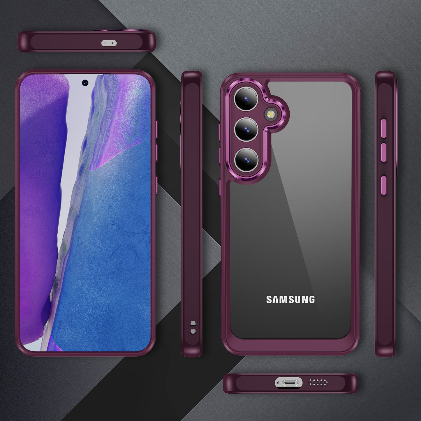 For Samsung Galaxy S24+ TPU+Acrylic Case Metal Lens Frame Ultra Transparent - Rose