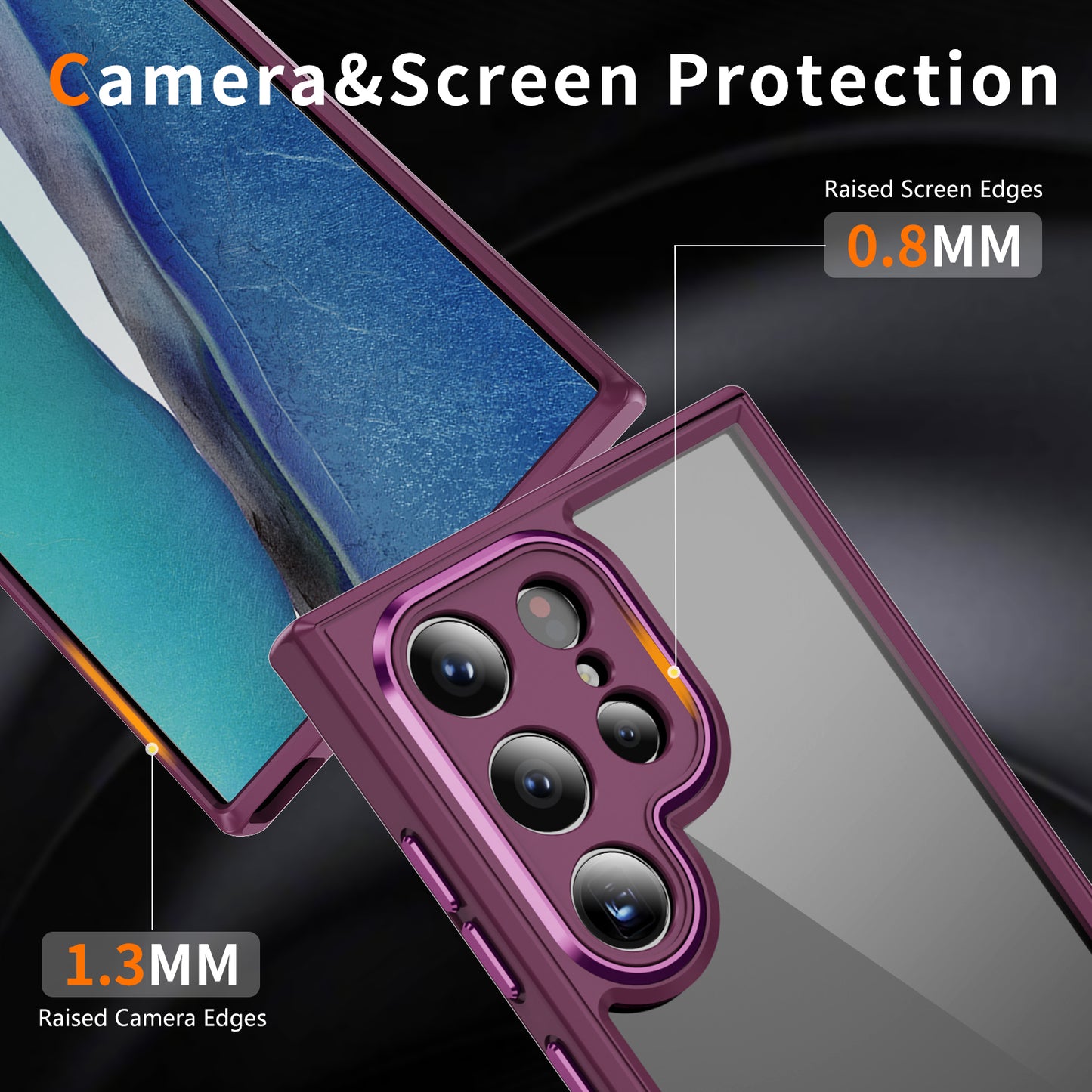For Samsung Galaxy S24 Ultra Case TPU+Acrylic Clear Phone Cover Metal Lens Frame - Rose