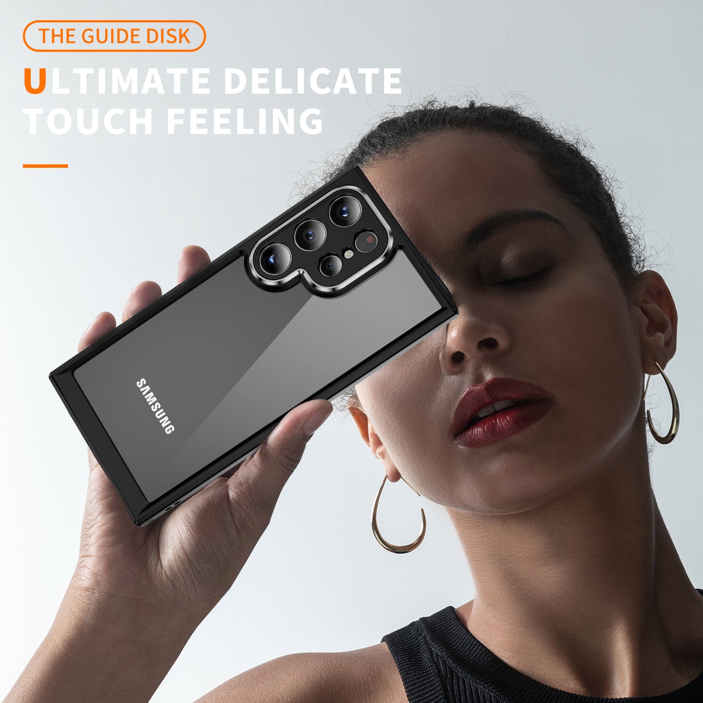 For Samsung Galaxy S24 Ultra Case TPU+Acrylic Clear Phone Cover Metal Lens Frame - Black