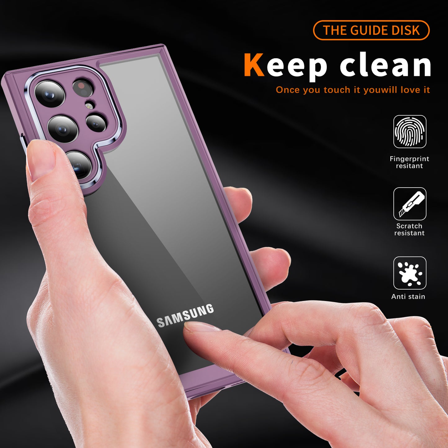 For Samsung Galaxy S24 Ultra Case TPU+Acrylic Clear Phone Cover Metal Lens Frame - Light Purple