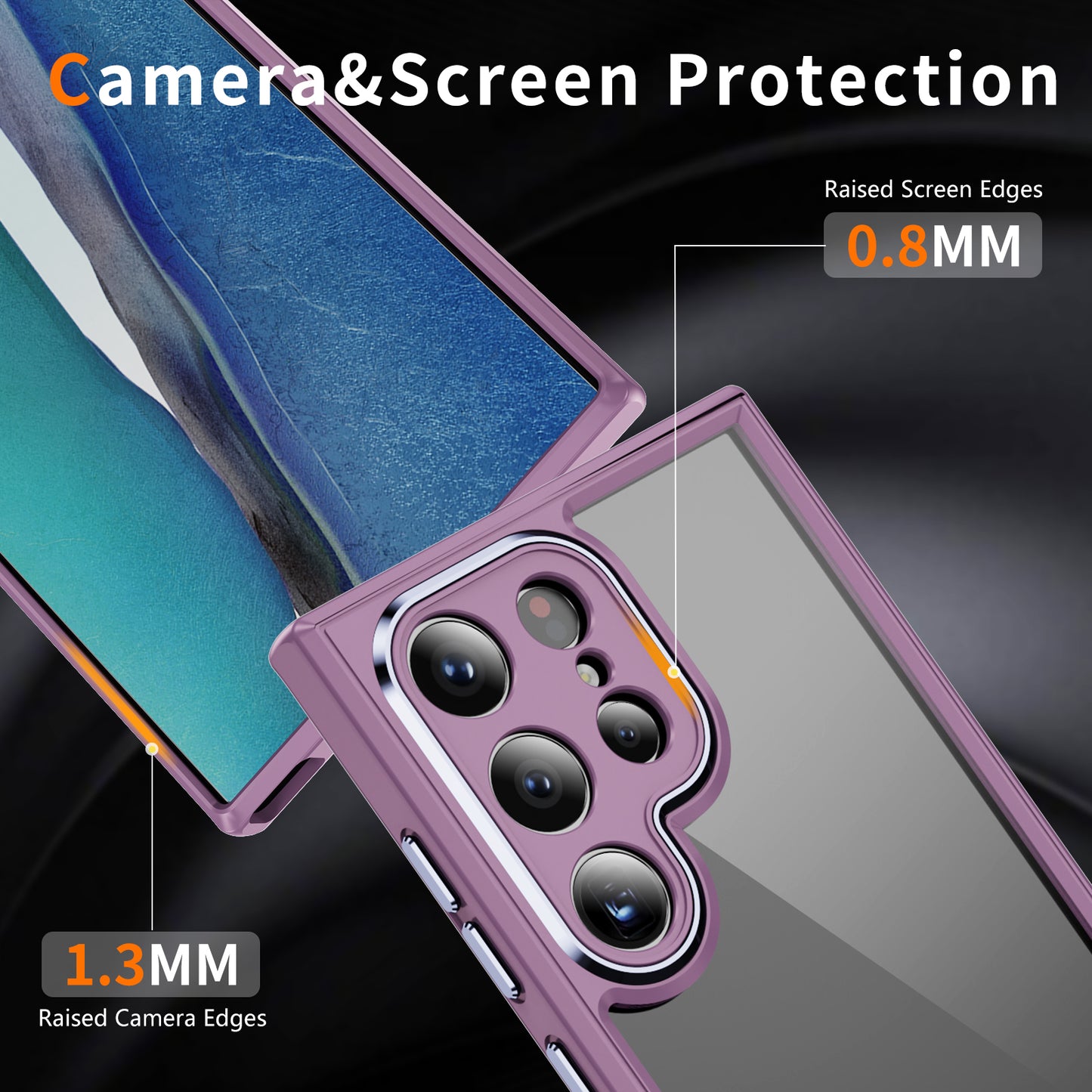For Samsung Galaxy S24 Ultra Case TPU+Acrylic Clear Phone Cover Metal Lens Frame - Light Purple