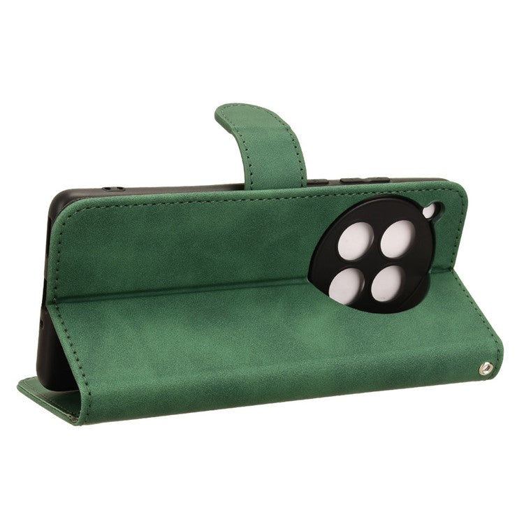 For OnePlus 12 5G Skin-Feel Leather Flip Case Wallet Stand Phone Cover - Green