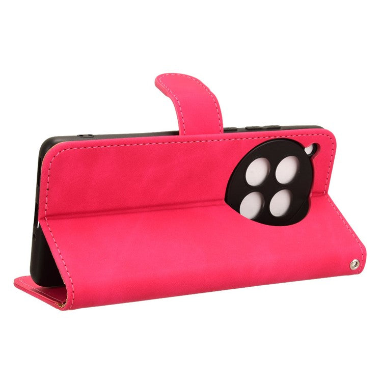 For OnePlus 12 5G Skin-Feel Leather Flip Case Wallet Stand Phone Cover - Rose