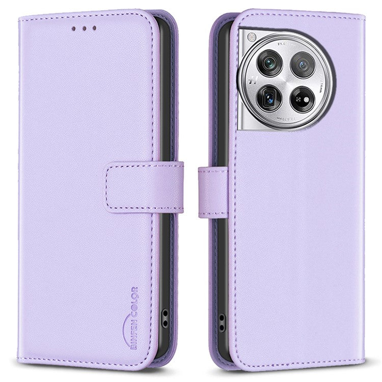 BINFEN COLOR BF17 For OnePlus 12 5G Leather Wallet Case Imprint Full Protection Cover Stand - Purple