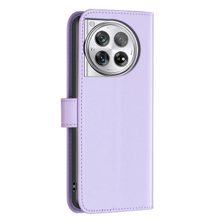 BINFEN COLOR BF17 For OnePlus 12 5G Leather Wallet Case Imprint Full Protection Cover Stand - Purple