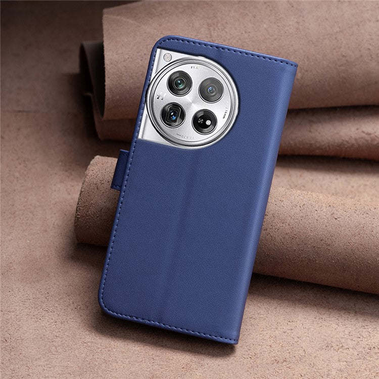 BINFEN COLOR BF17 For OnePlus 12 5G Leather Wallet Case Imprint Full Protection Cover Stand - Blue