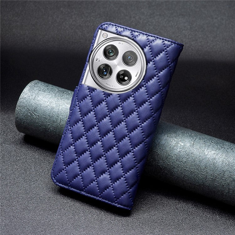 BINFEN COLOR BF Style-14 For OnePlus 12 5G Case Stand PU Leather Wallet Flip Cover Protector - Blue