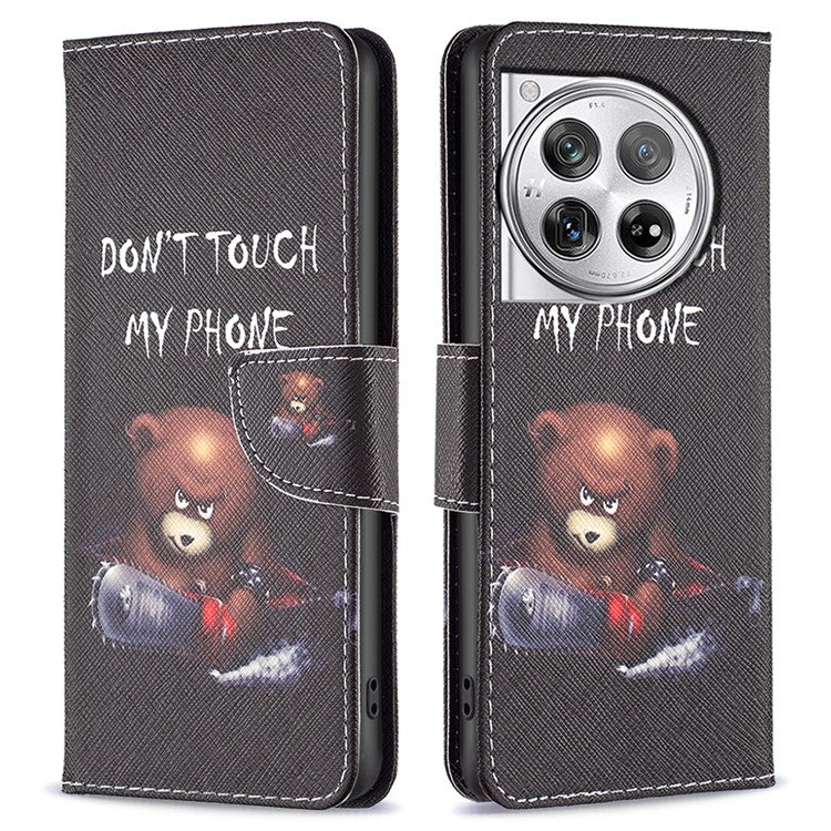 For OnePlus 12 5G Wallet Case Stand Pattern Printing PU Leather Phone Cover Protector - Bear