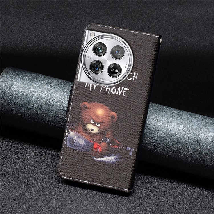 For OnePlus 12 5G Wallet Case Stand Pattern Printing PU Leather Phone Cover Protector - Bear