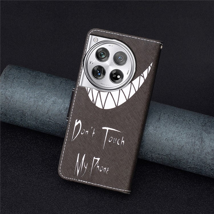 For OnePlus 12 5G Wallet Case Stand Pattern Printing PU Leather Phone Cover Protector - Don't Touch My Phone