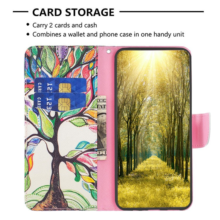 For OnePlus 12 5G Wallet Case Stand Pattern Printing PU Leather Phone Cover Protector - Life Tree
