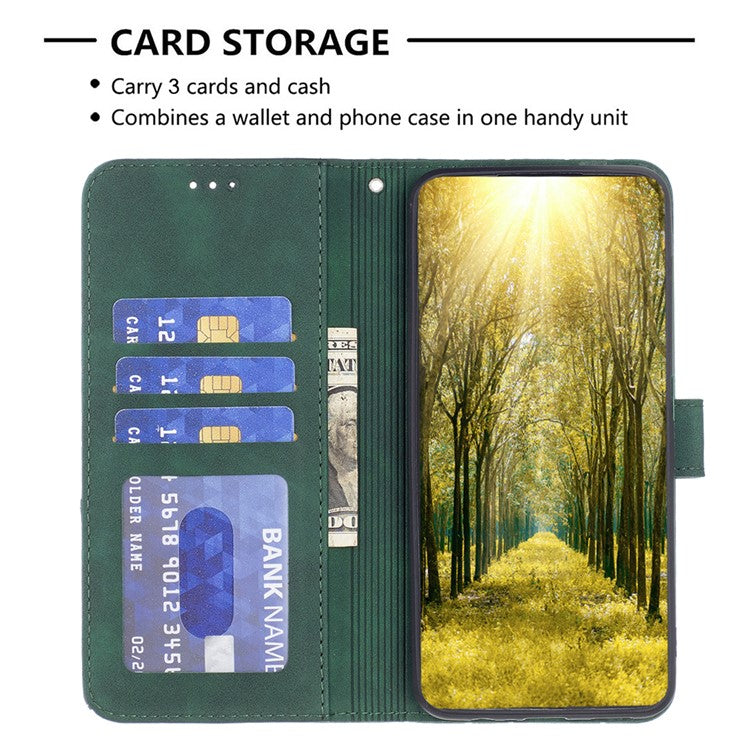 BINFEN COLOR BF05 For OnePlus 12 5G Case Stand Wallet Imprinted Line PU Leather Cover - Green