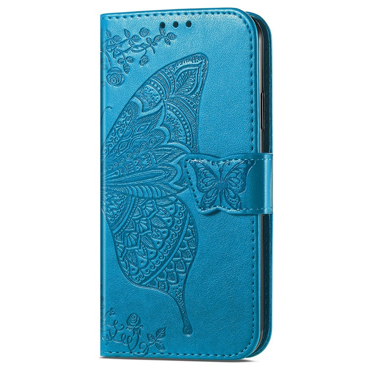 For Samsung Galaxy A15 5G Wallet Case PU Leather Wrist Strap Card Slots Cover - Blue