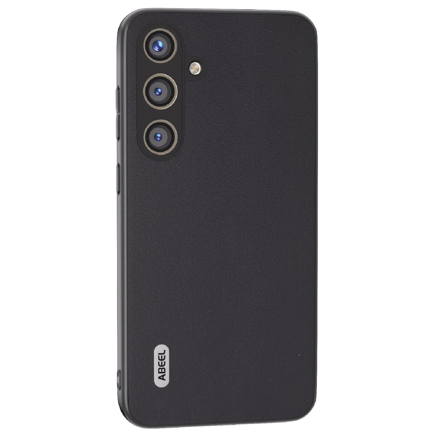 ABEEL For Samsung Galaxy S24+ Cell Phone Case Anti-fall Genuine Cow Leather + Hard PC Back Cover - Black