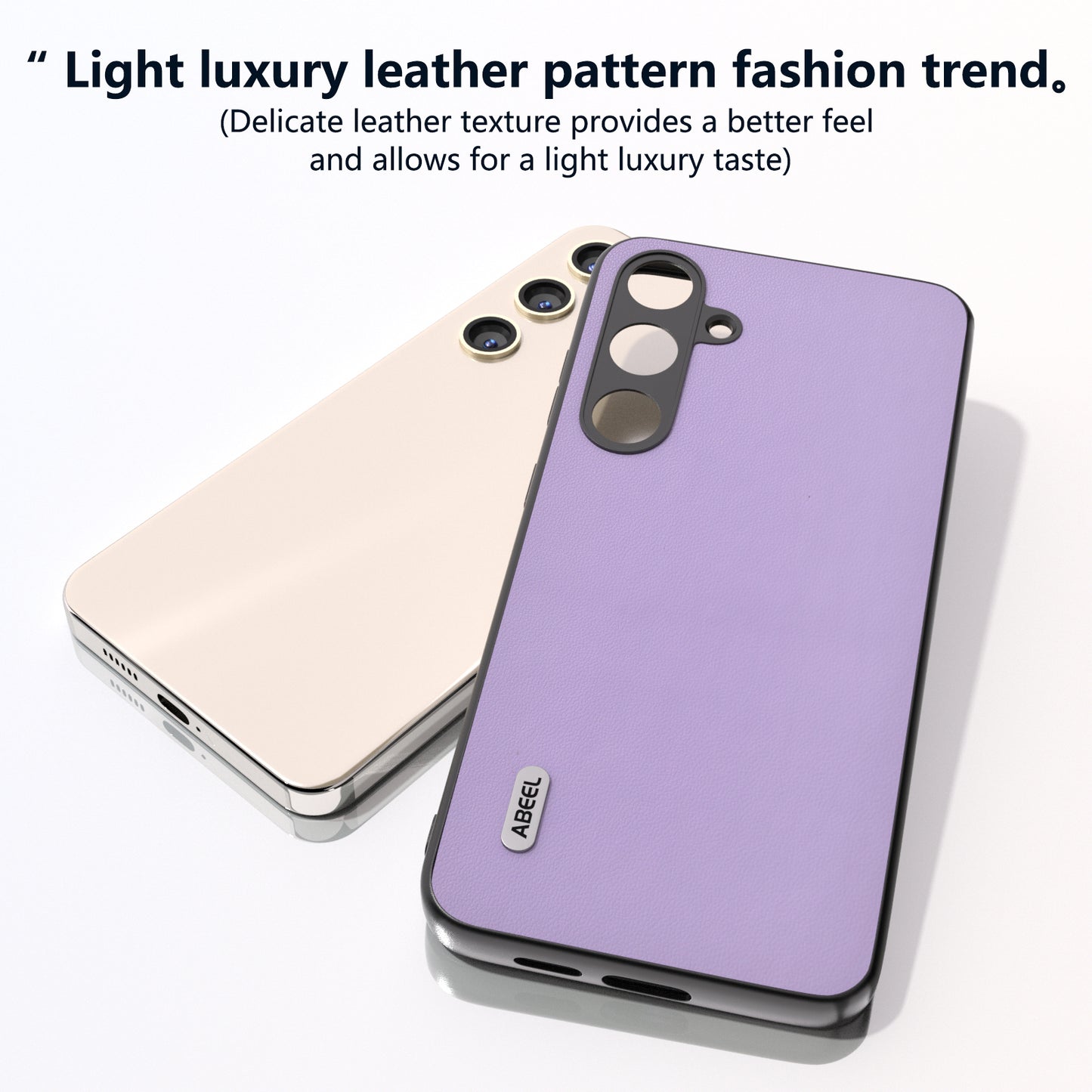 ABEEL For Samsung Galaxy S24 Case Slim-Fit PU Leather+PC Smooth-touch Protective Back Cover - Purple