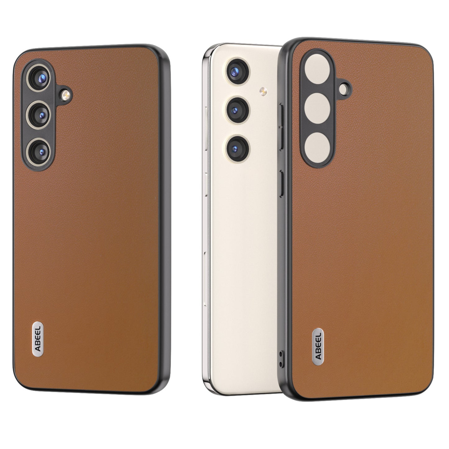 ABEEL For Samsung Galaxy S24 Case Slim-Fit PU Leather+PC Smooth-touch Protective Back Cover - Brown