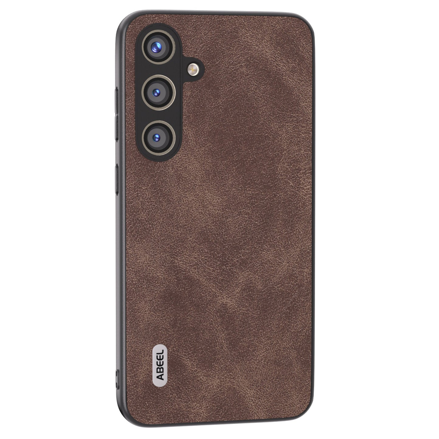ABEEL For Samsung Galaxy S24 Case Scratch-proof PU Leather Coated PC Phone Back Cover - Coffee