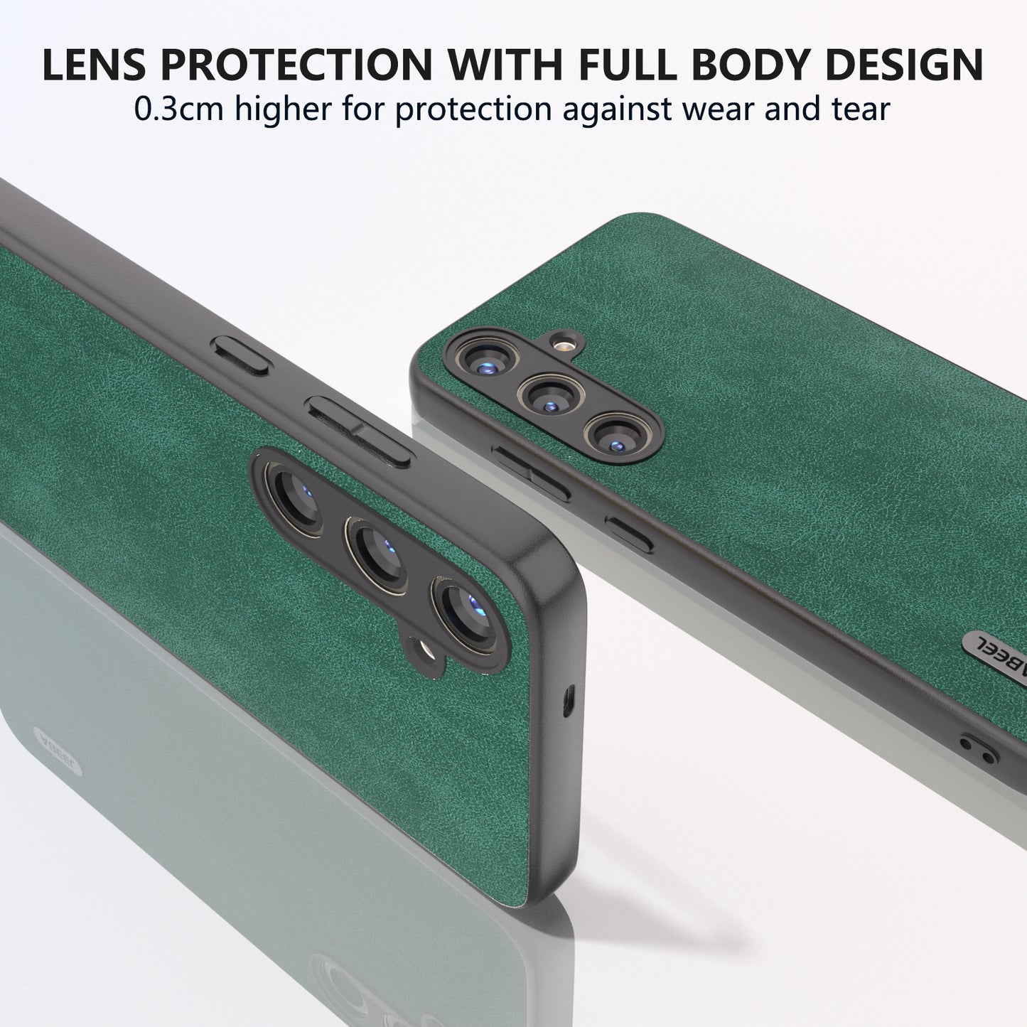 ABEEL For Samsung Galaxy S24 Case Scratch-proof PU Leather Coated PC Phone Back Cover - Green