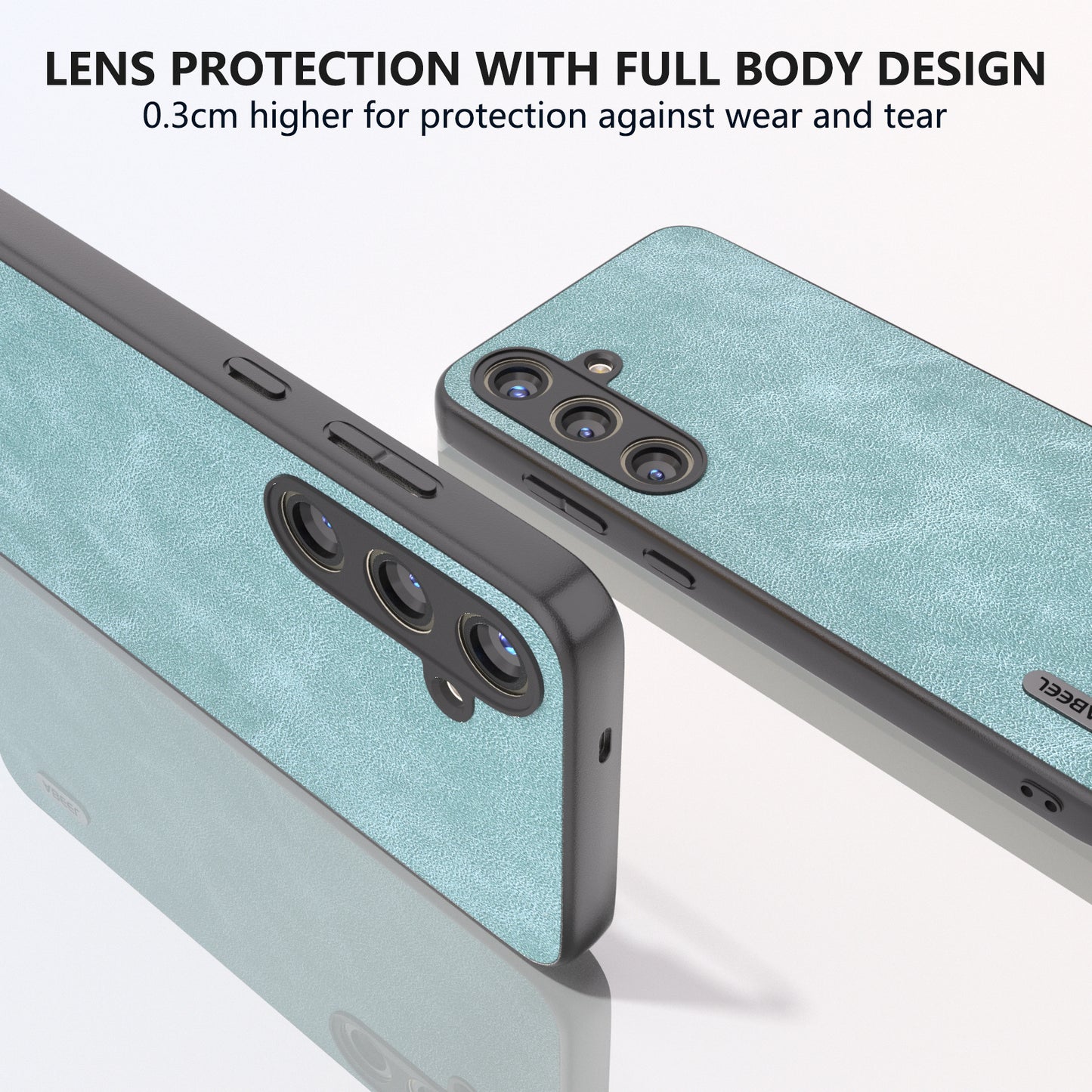 ABEEL For Samsung Galaxy S24+ Cell Phone Case PU Leather Coated PC Drop-resistant Protective Shell - Baby Blue