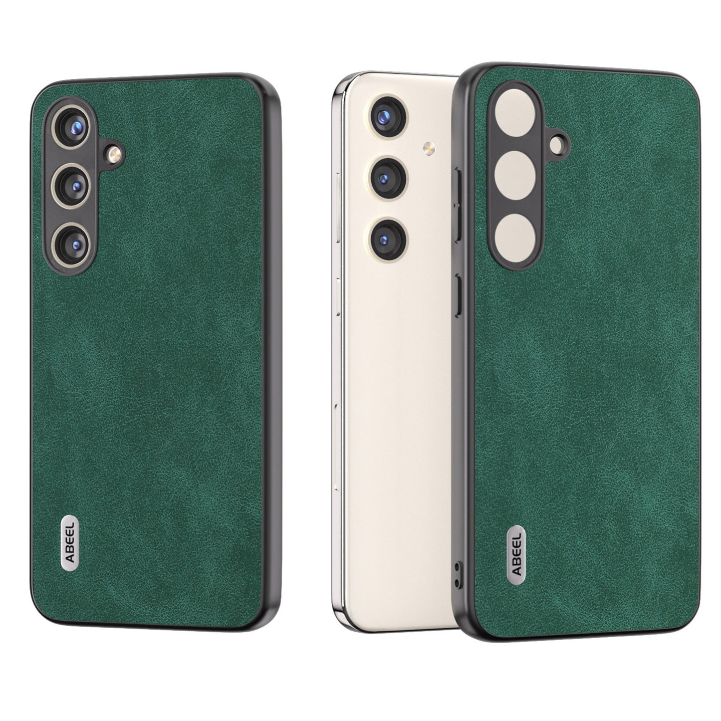 ABEEL For Samsung Galaxy S24+ Cell Phone Case PU Leather Coated PC Drop-resistant Protective Shell - Green