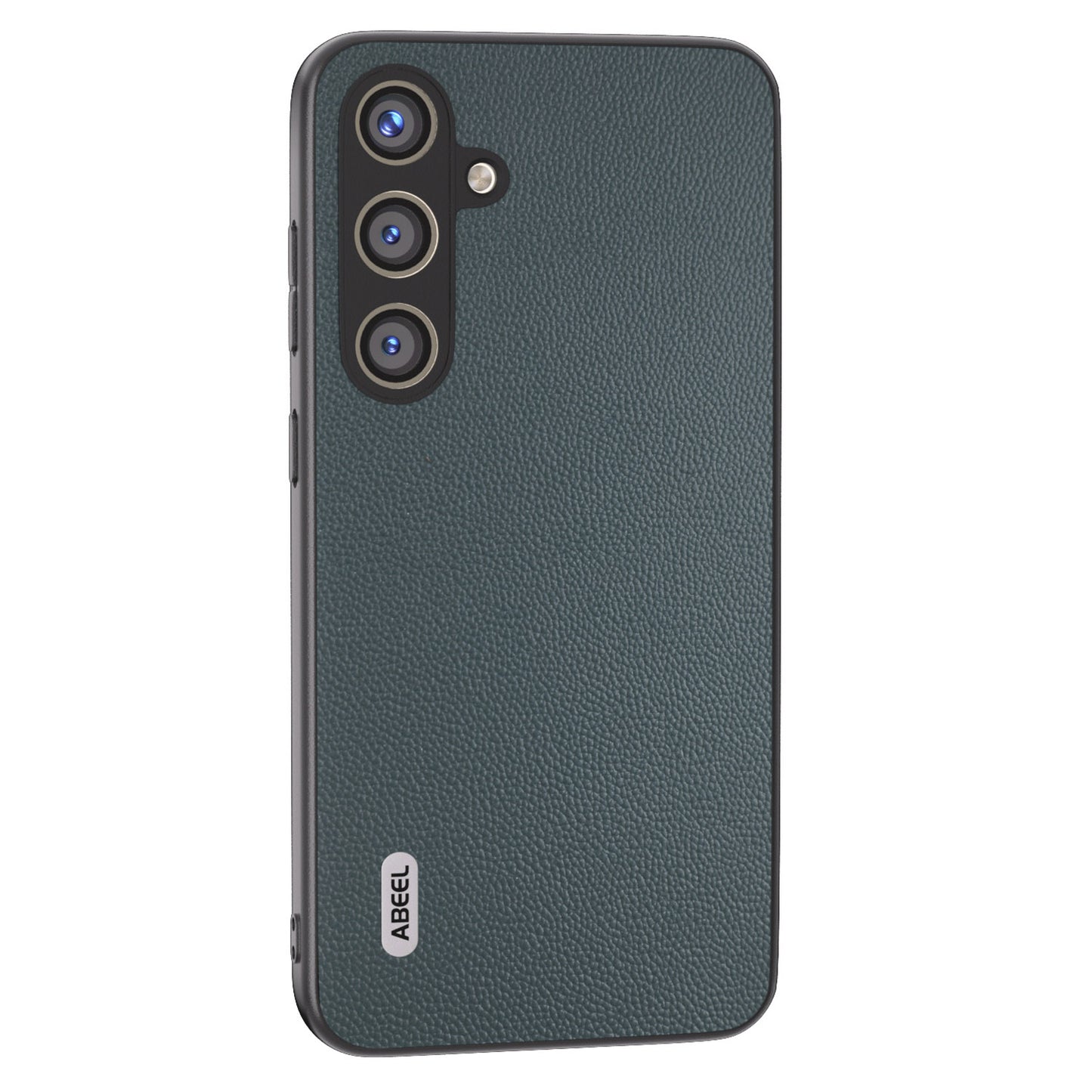 ABEEL For Samsung Galaxy S24 Case Genuine Cow Leather+PC Scratch-resistant Phone Protector - Green