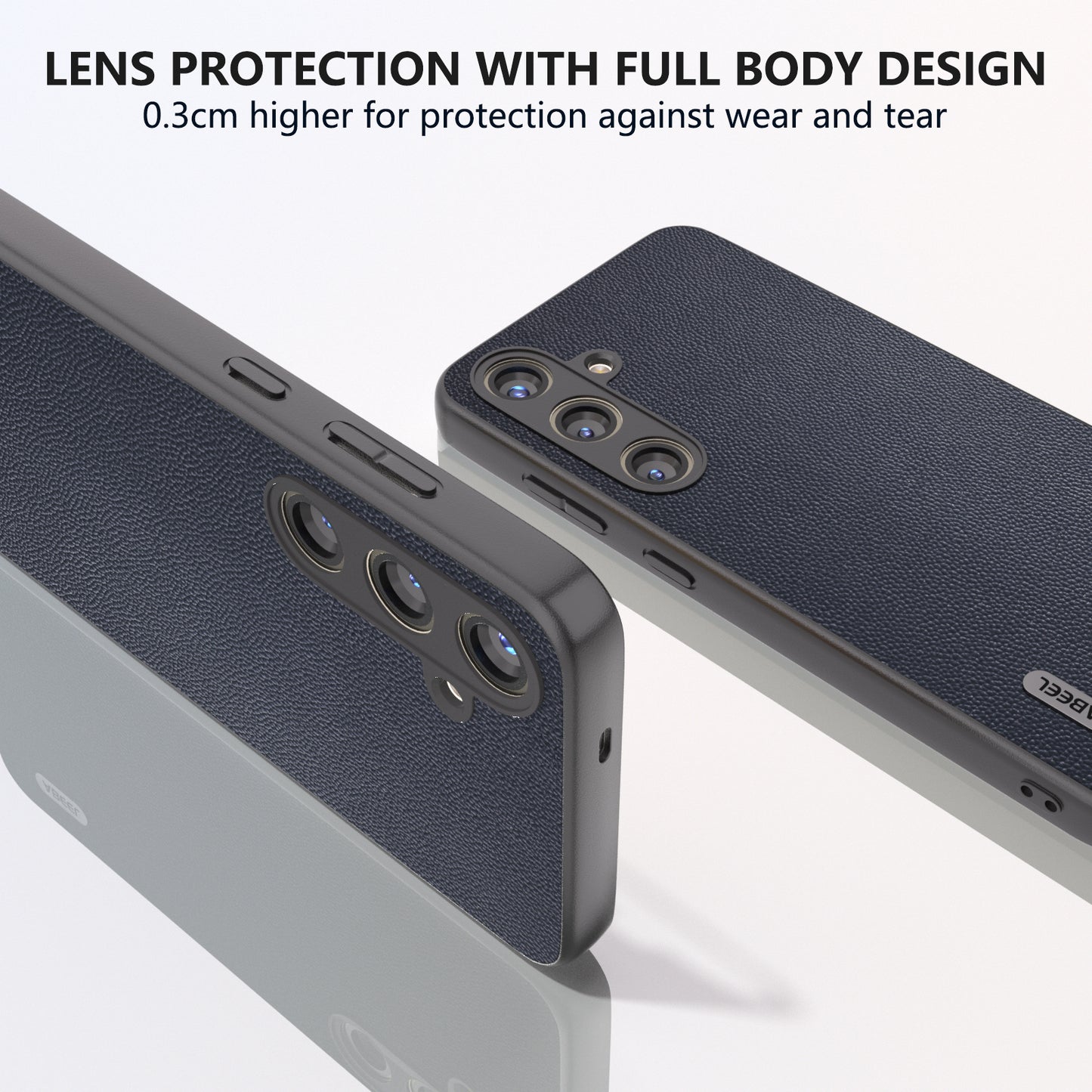 ABEEL For Samsung Galaxy S24+ Case Genuine Cow Leather+PC Scratch-resistant Smart Phone Shell - Blue