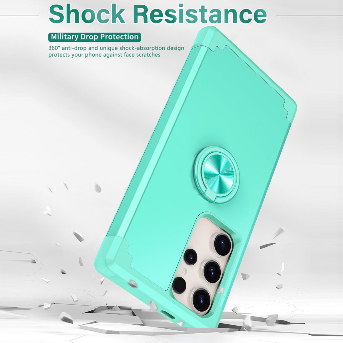 For Samsung Galaxy S24 Ultra Back Case with Kickstand PC+TPU Anti-drop Cover Protector - Mint Green