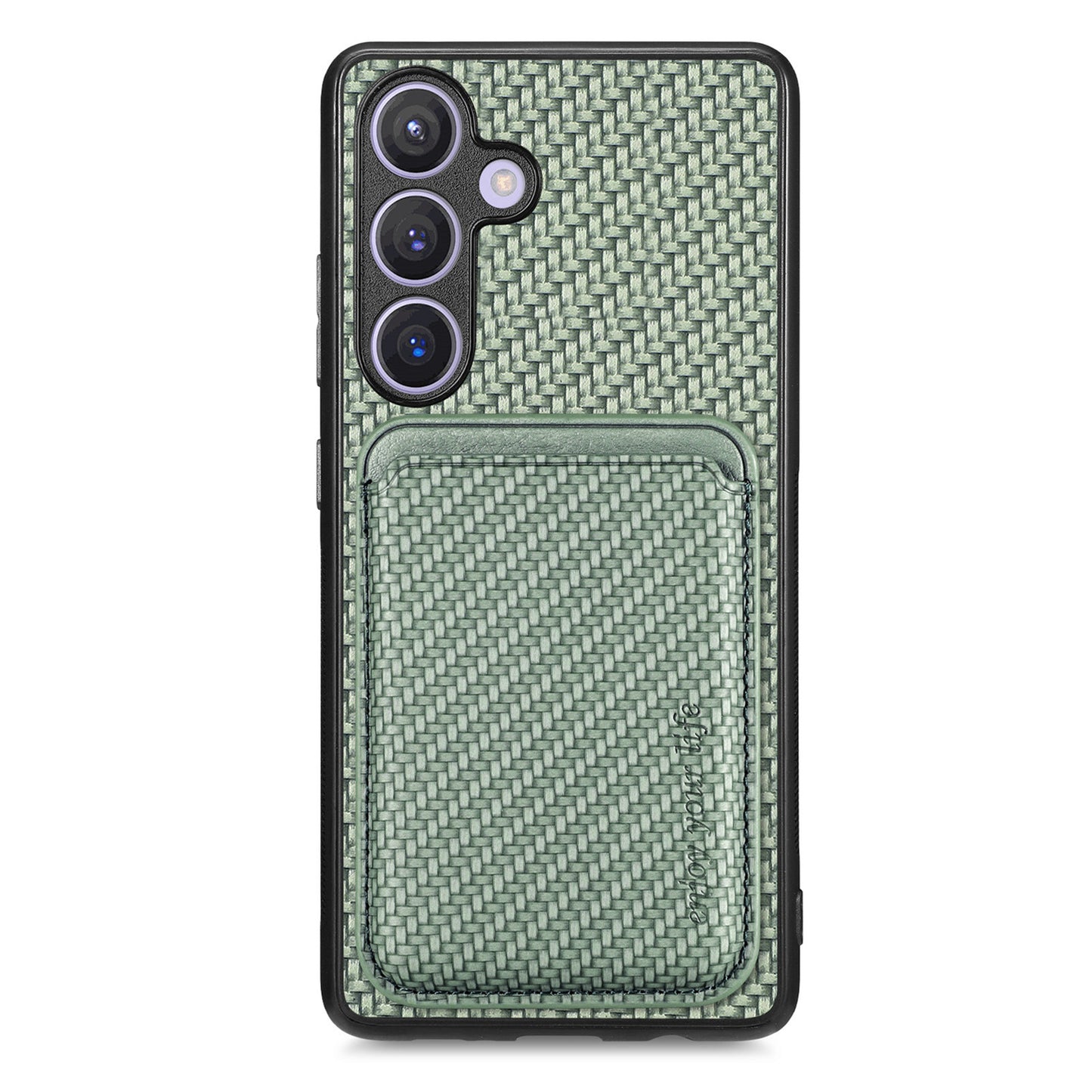 For Samsung Galaxy S24+ Back Case PU+PC+TPU Cover with Magnetic Detachable Card Holder - Green