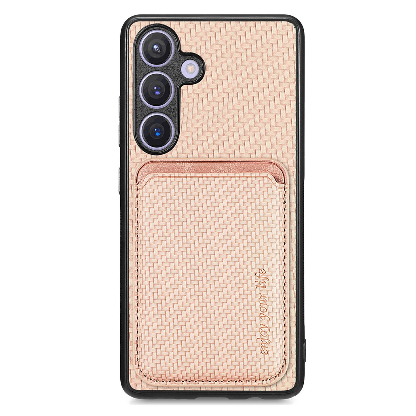 For Samsung Galaxy S24 Back Case Magnetic Card Holder Phone Protective Cover - Khaki