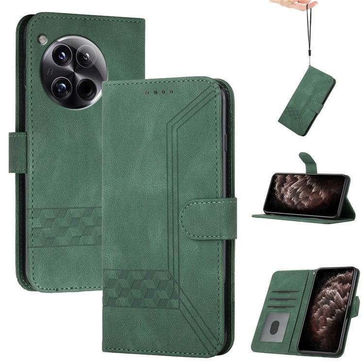 YX0010 Series for OnePlus 12 5G Leather Protective Case Flip Wallet Phone Cover - Blackish Green