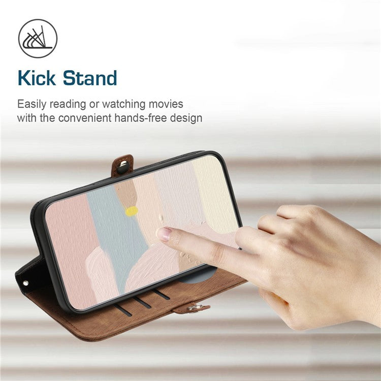 YX0020 For Oppo A79 5G / A2 5G Phone Case PU Leather Wallet Stand - Coffee