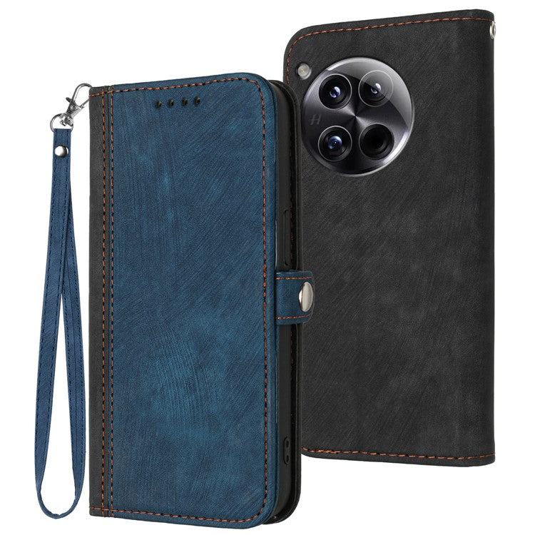 YX0020 For OnePlus 12 5G Leather Wallet Phone Case Side Magnetic Button - Sapphire