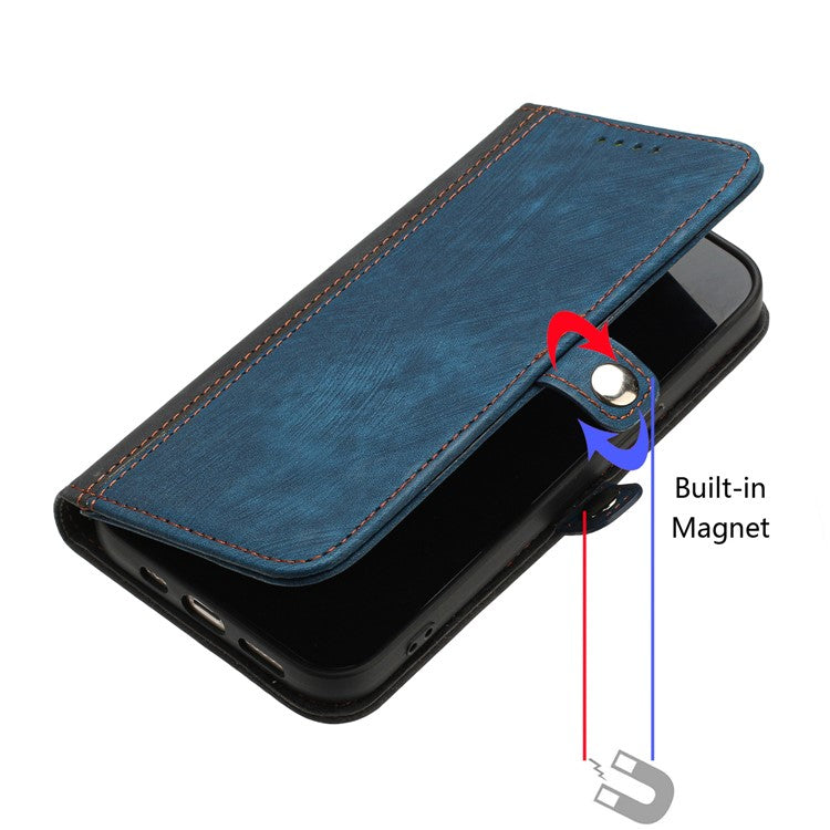 YX0020 For OnePlus 12 5G Leather Wallet Phone Case Side Magnetic Button - Sapphire