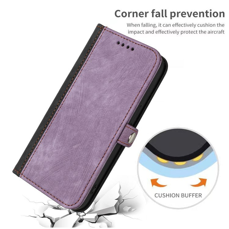 YX0020 For OnePlus 12 5G Leather Wallet Phone Case Side Magnetic Button - Purple