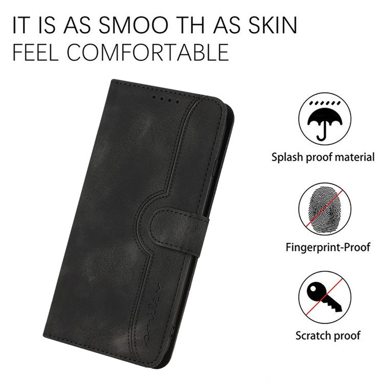 YX0030 For Oppo A79 5G / A2 5G Leather Case Smile Pattern Flip Magnetic Cover - Black