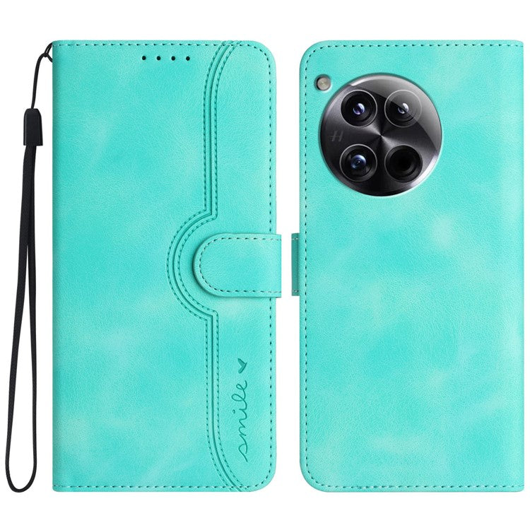 YX0030 For OnePlus 12 5G Leather Wallet Flip Cover Smile Pattern Phone Case Stand - Baby Blue