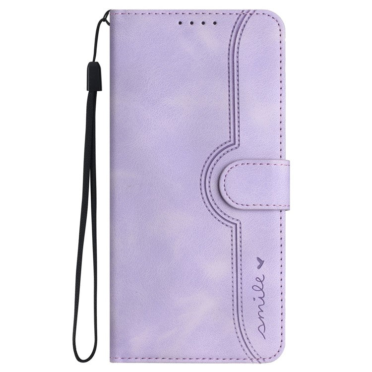 YX0030 For OnePlus 12 5G Leather Wallet Flip Cover Smile Pattern Phone Case Stand - Purple
