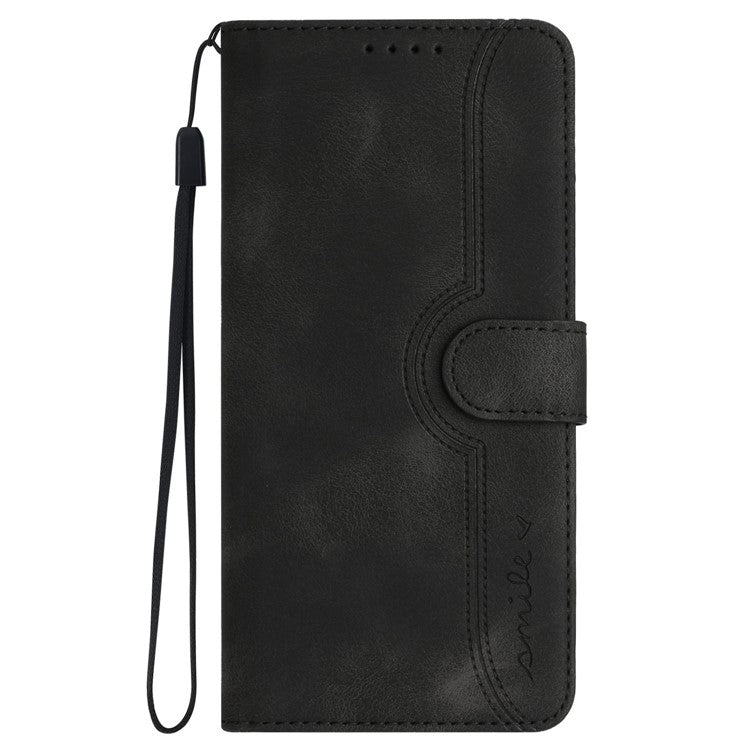 YX0030 For OnePlus 12 5G Leather Wallet Flip Cover Smile Pattern Phone Case Stand - Black