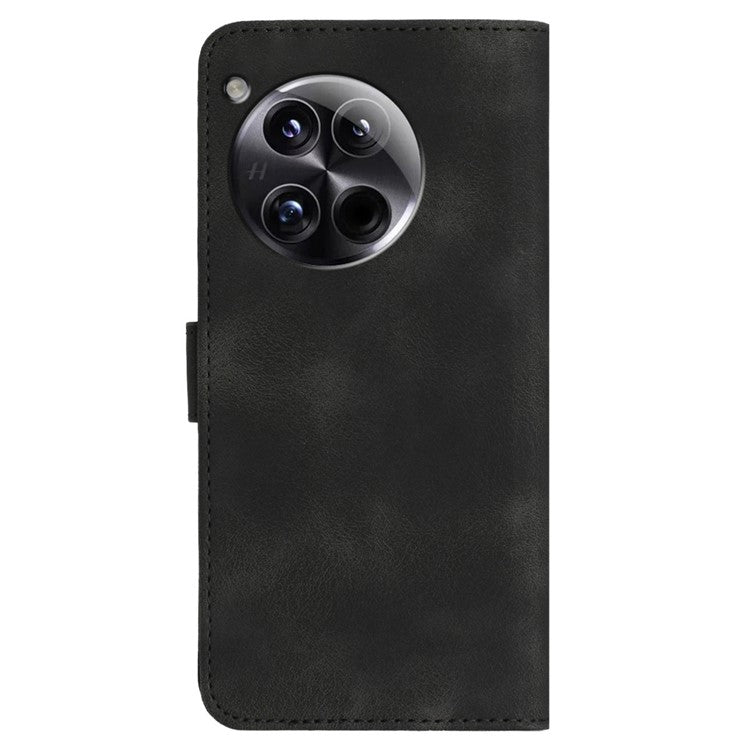 YX0030 For OnePlus 12 5G Leather Wallet Flip Cover Smile Pattern Phone Case Stand - Black