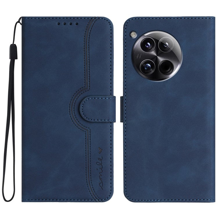 YX0030 For OnePlus 12 5G Leather Wallet Flip Cover Smile Pattern Phone Case Stand - Sapphire