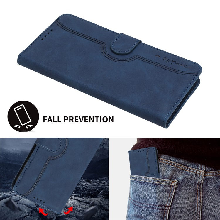 YX0030 For OnePlus 12 5G Leather Wallet Flip Cover Smile Pattern Phone Case Stand - Sapphire