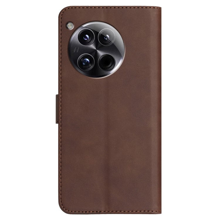 YX0030 For OnePlus 12 5G Leather Wallet Flip Cover Smile Pattern Phone Case Stand - Coffee