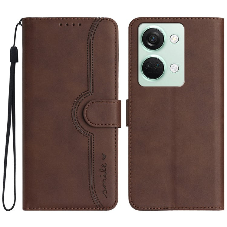 YX0030 For OnePlus Ace 2V / Nord 3 5G Case Leather Smile Pattern Phone Cover Wallet - Coffee