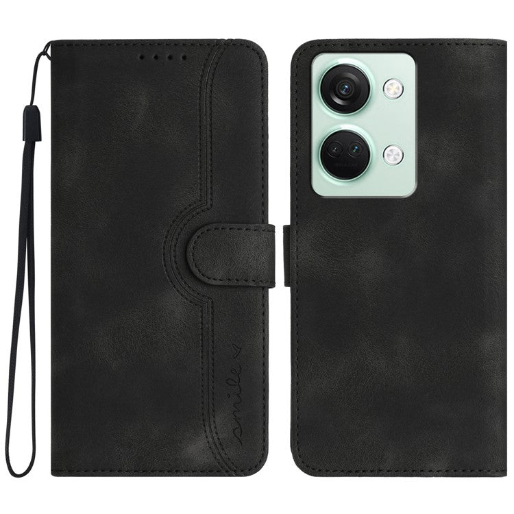 YX0030 For OnePlus Ace 2V / Nord 3 5G Case Leather Smile Pattern Phone Cover Wallet - Black