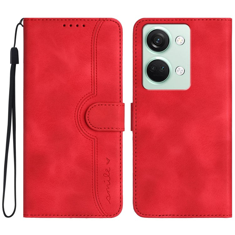 YX0030 For OnePlus Ace 2V / Nord 3 5G Case Leather Smile Pattern Phone Cover Wallet - Red