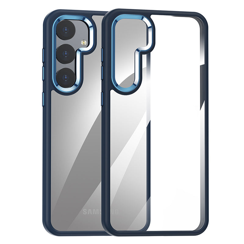 For Samsung Galaxy S24+ Phone Case TPU+PC Cover with Metal Lens Frame - Dark Blue