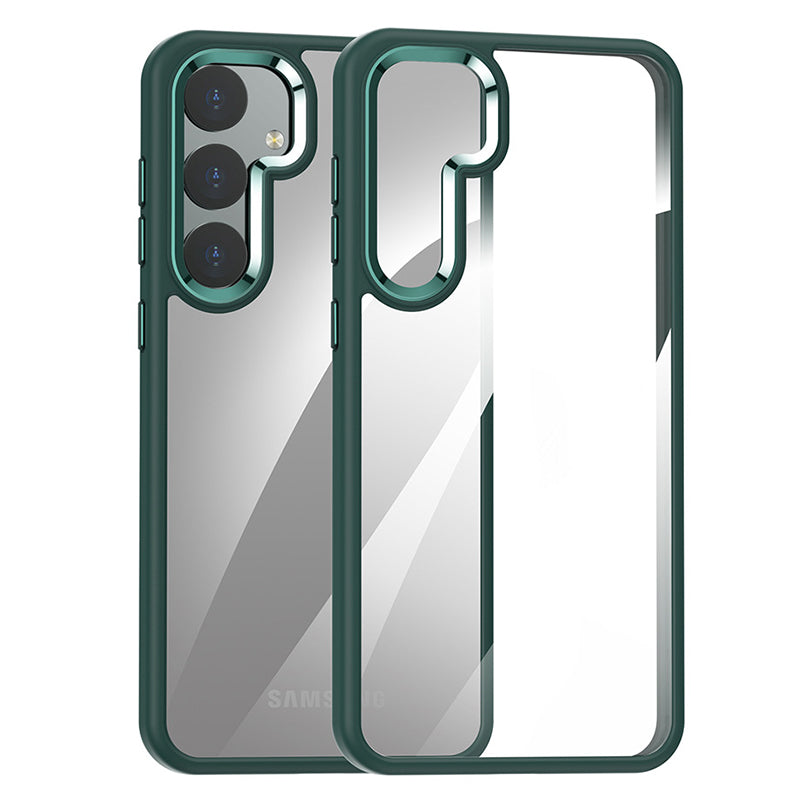 For Samsung Galaxy S24+ Phone Case TPU+PC Cover with Metal Lens Frame - Green