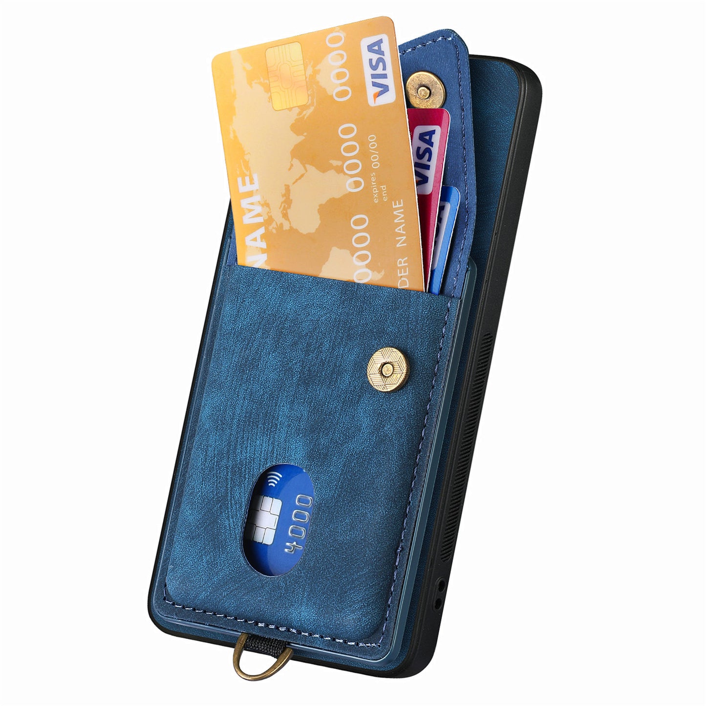 D1 For Samsung Galaxy S24 Ultra Phone Case with Card Holder Kickstand - Blue
