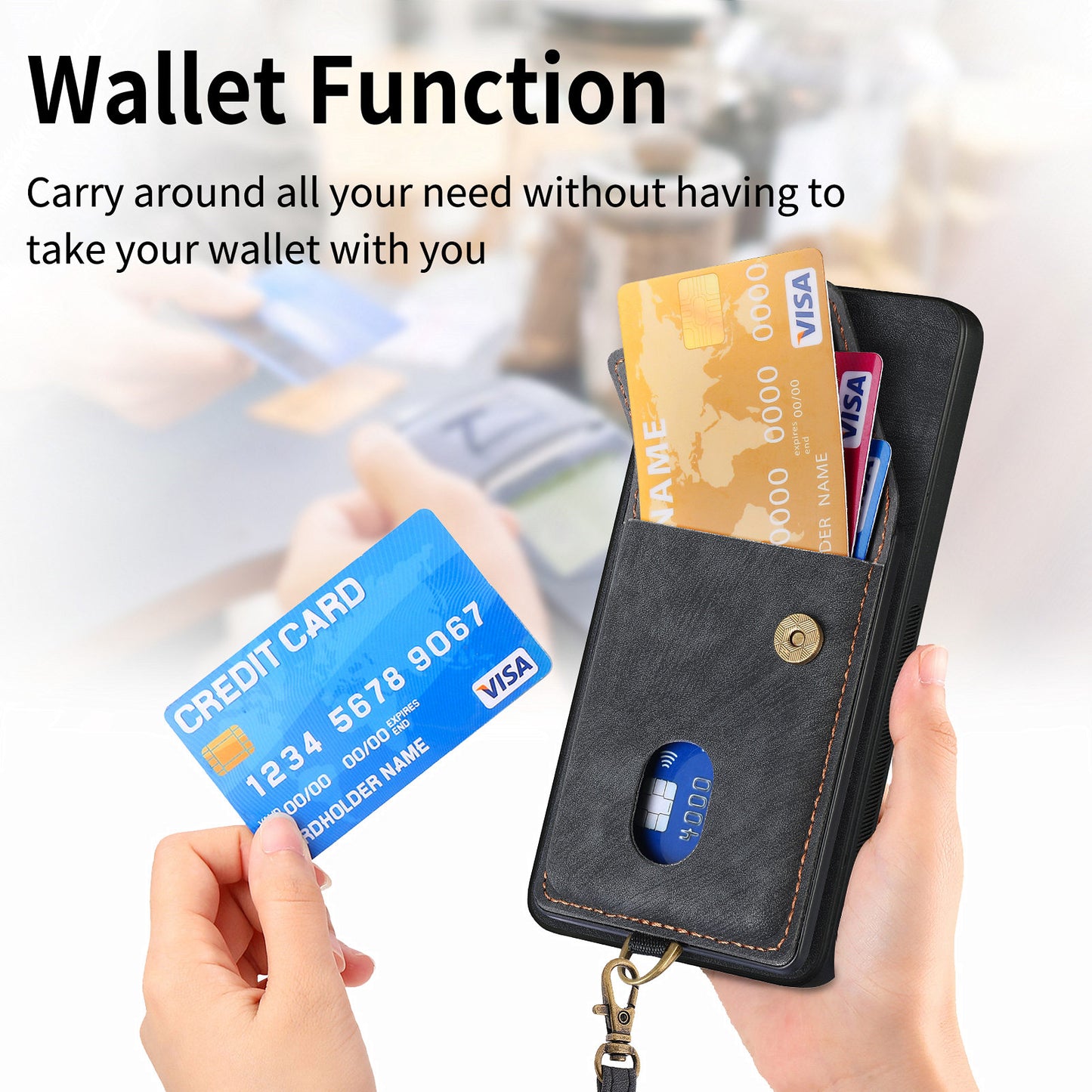 D1 For Samsung Galaxy S24+ Kickstand Case Card Holder Retro Leather Back Cover - Purple