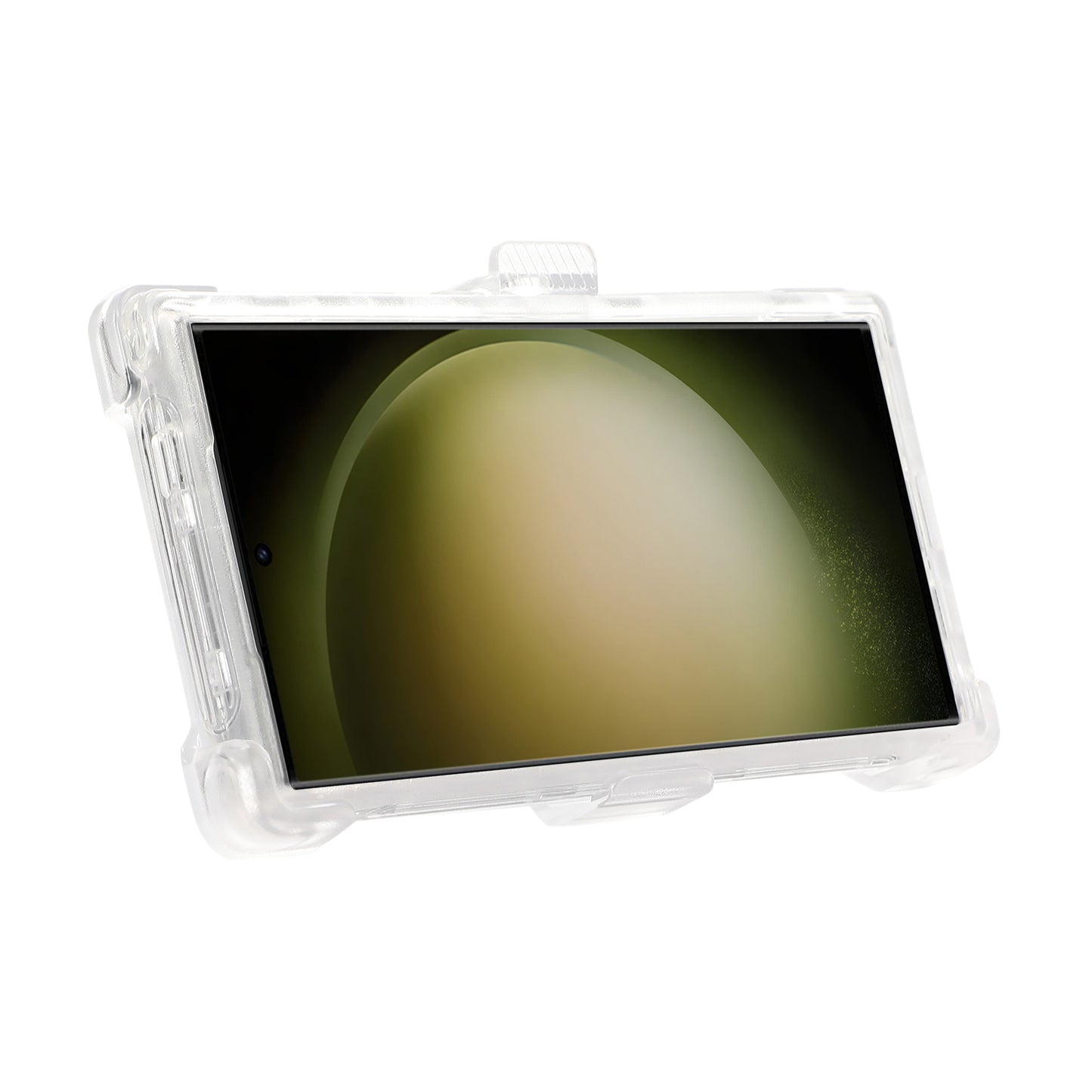 For Samsung Galaxy S24 Ultra Slide Belt Holster Case Kickstand Matte PC+TPU Mobile Phone Cover - Transparent